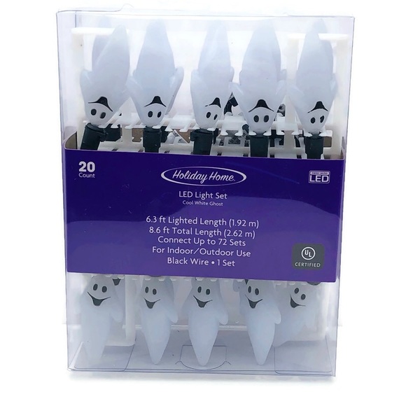 Ghost 20 Count String Lights LED Halloween 8 Foot Black Wire New in Box … - Picture 5 of 12